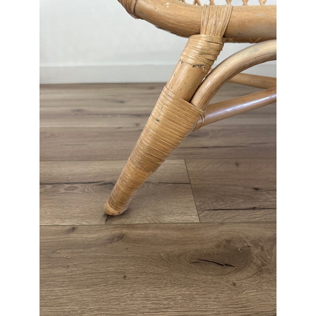 Pair of Vintage Organic Modern Rattan Lounge Chairs – Low Profile Coastal Boho For Sale - Image 9 of 12