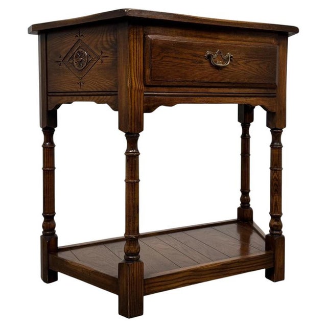 Antique English Oak Side Table, 1900s For Sale - Image 4 of 11