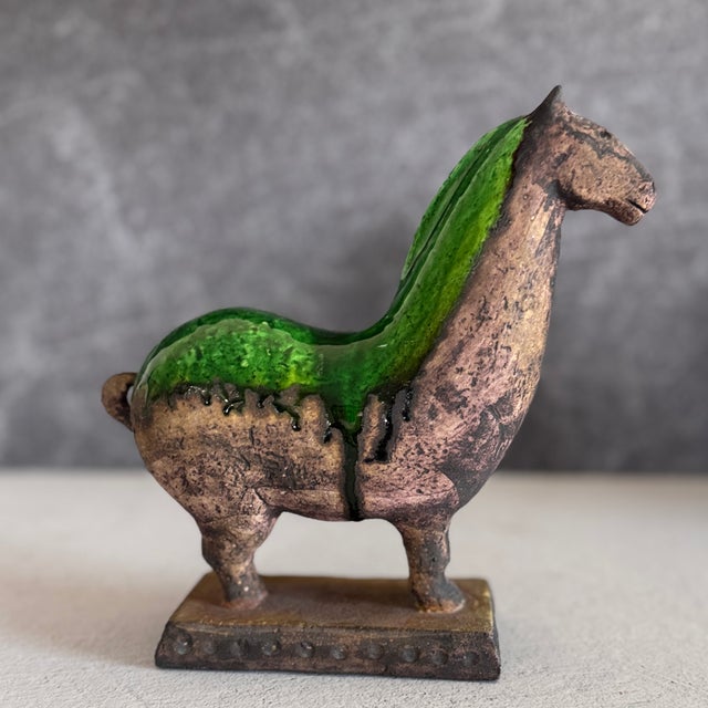 A striking mid-century ceramic horse sculpture by Ivo De Santis for his Gli Etruschi studio in Florence, Italy. Rendered...