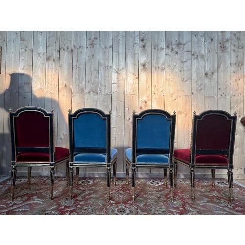 Napoleon III Style Chairs in Blackened and Gilded Wood, Set of 4 For Sale - Image 6 of 10