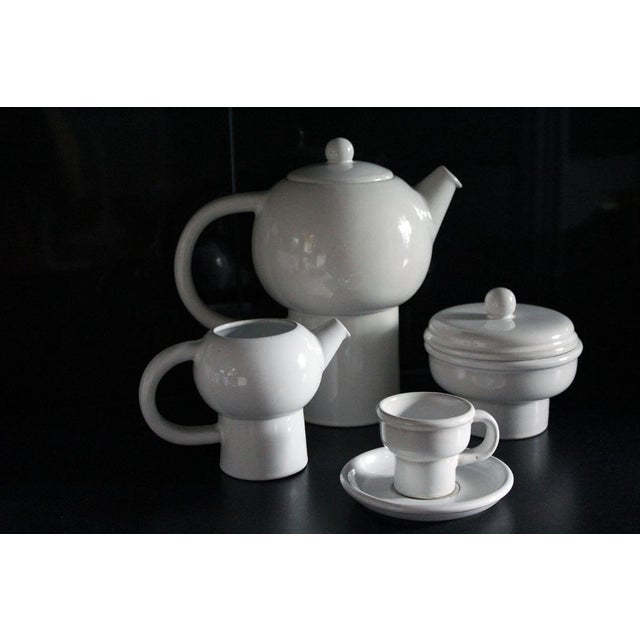 Large service consisting of 29 parts total (with lids) made of double burnt hard ceramic, glazed white. - 1 coffee pot, h...