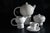 Large service consisting of 29 parts total (with lids) made of double burnt hard ceramic, glazed white. - 1 coffee pot, h...