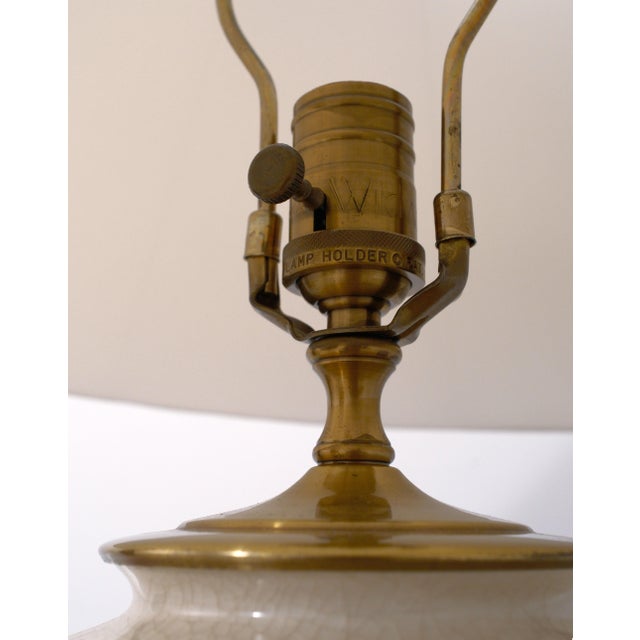 1980s Chinese Crackle Finish Porcelain Floral Decorated Lamp For Sale - Image 5 of 12