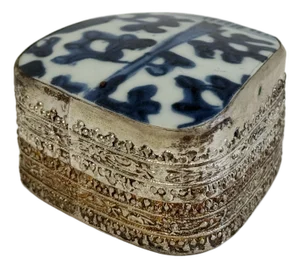 Vintage Porcelain and Stamped Metal Shard Box