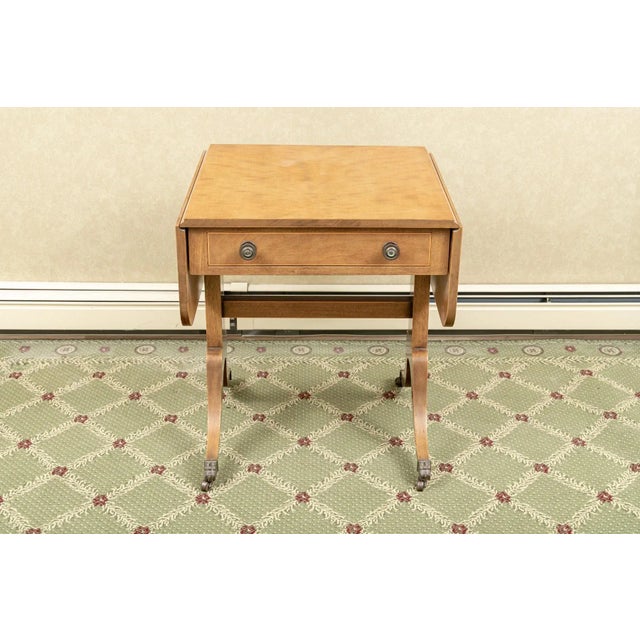 Late 20th Century Regency Style Drop Leaf Side Accent Table on Casters For Sale - Image 4 of 9