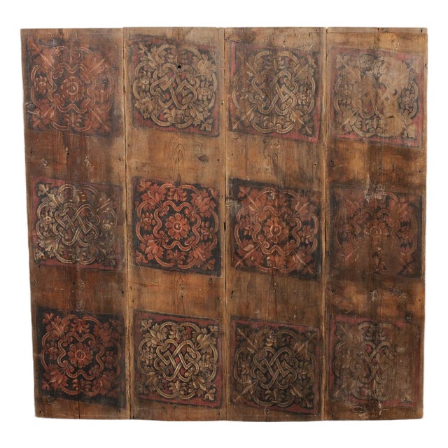 Large Italian Painted Wood Panel, 19th C. For Sale