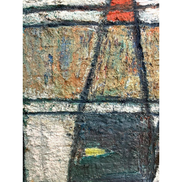 Mid-Century Modern 1960s Rare Original Abstract Plaster Oil on Canvas by Austrian Artist Herta Galton For Sale - Image 3 of 4