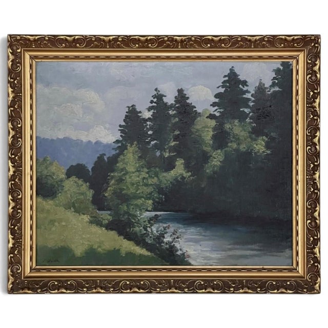 Antique Framed Oil Painting on Canvas by Xavier Wurth (1869-1933) For Sale In Dallas - Image 6 of 15