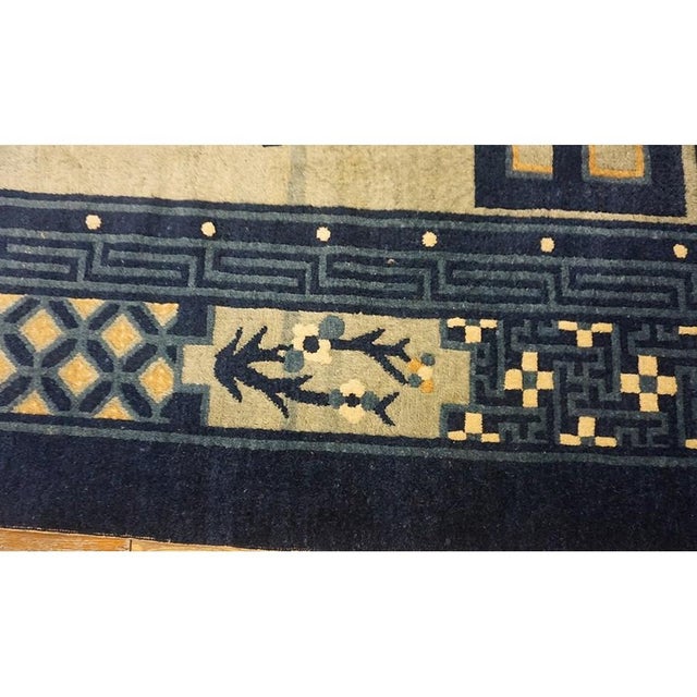 1880s Antique Blue Classic Greek Key Medallion Architectural Chinese Peking Rug For Sale - Image 9 of 9