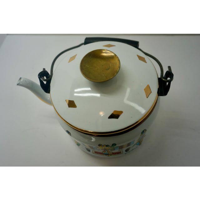 Mid 20th Century Set of 2, Vintage Georges Briand Ambrosia Enamel Giant Stock Pot Buffet Server & Kettle For Sale - Image 5 of 11