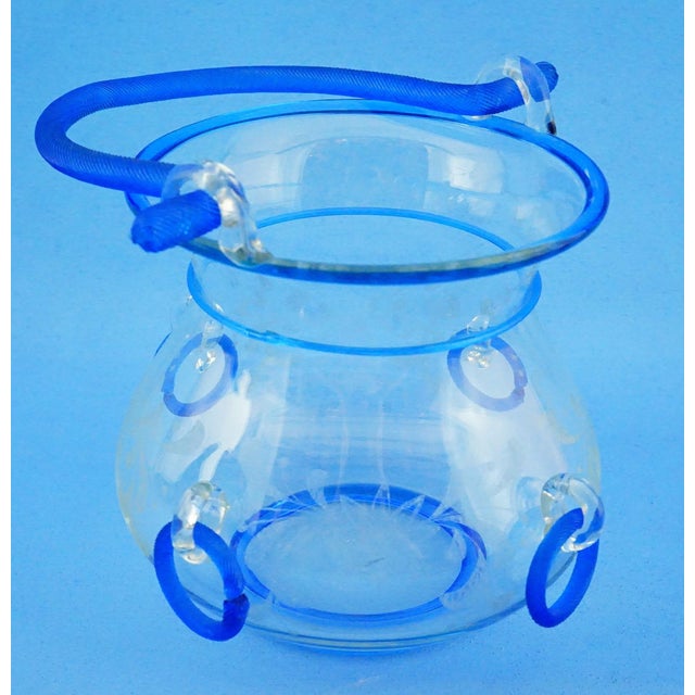 20th Century Art Deco Murano Glass Bucket Vase attributed to the Salviati & C. Glassworks, Venice, Italy, 1930s For Sale - Image 6 of 18