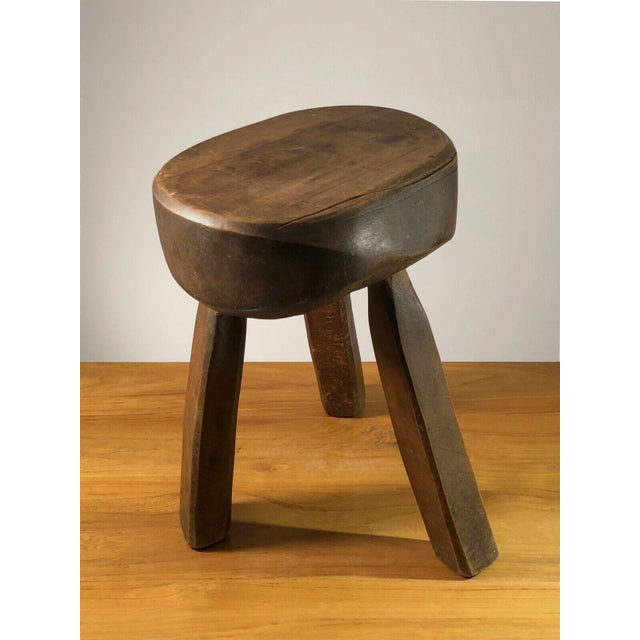 Modern French Modernist Brutalist Tripod Stool, 1950s For Sale - Image 3 of 9