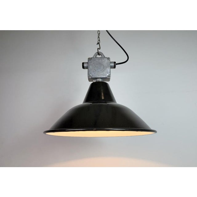 Industrial Black Enamel Pendant Lamp from Elektrosvit, 1960s For Sale - Image 9 of 18