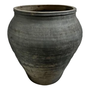 Vintage Charcoal Terra Cotta Pot / Planter