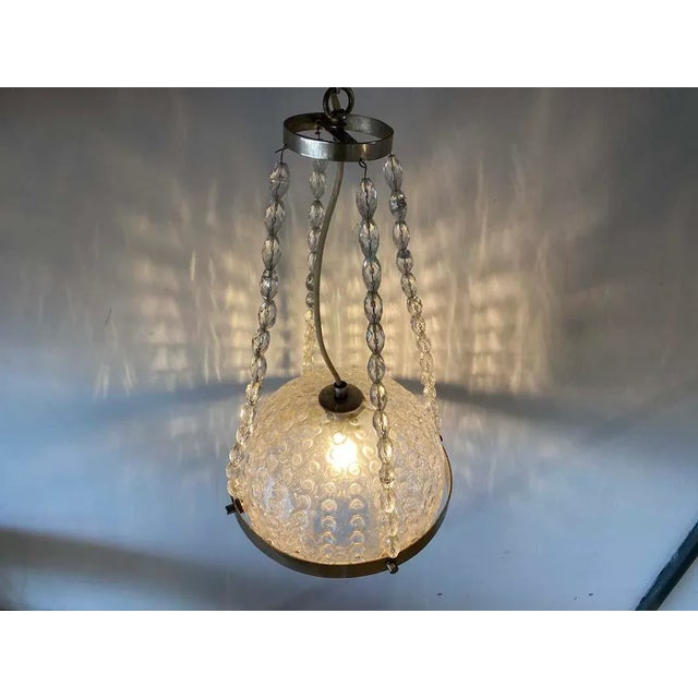 Silver German Space Age Glass Ball Pendant Lamp, 1970s For Sale - Image 8 of 17