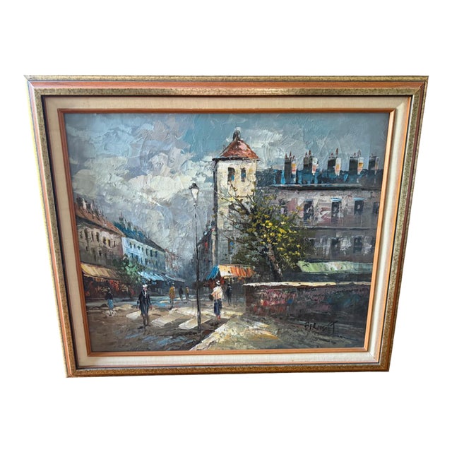 Original Caroline Burnett Vintage Oil Painting, Framed Cityscape Paris For Sale