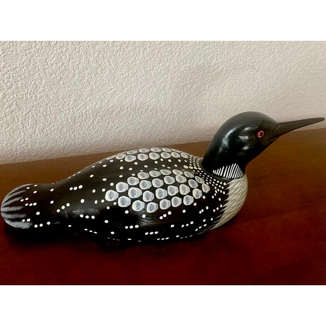 Vintage Folk Art Statue Loon L. L. Bean Carved Wood Vintage Stunningly Exquisite Waterfowl Wooden Decorative Decoy Folk Art Statue Mint Condition For Sale - Image 14 of 18