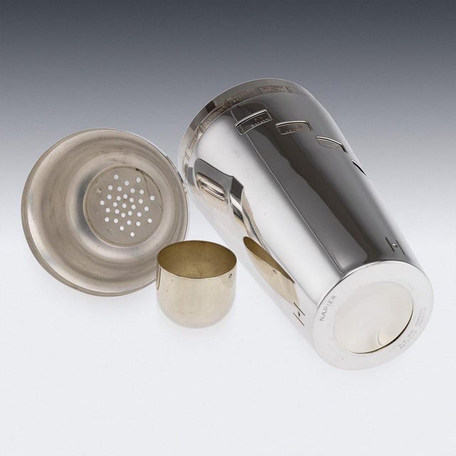 Gold 20th Century American Silver-Plated Recipe Cocktail Shaker from Napier, 1930s For Sale - Image 8 of 18