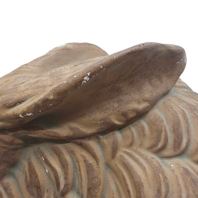 Ceramic Vintage Ceramic Long-Haired Bunny Rabbit Figurine – Brown Lop Ear 15 Inch For Sale - Image 7 of 13