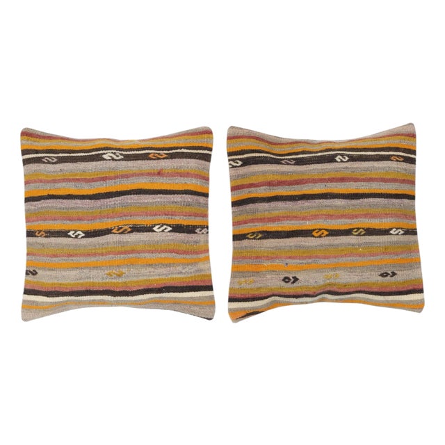 20"x20" SET OF 2 - Hand-Woven Kilim Cushion Covers. A pair of Lace Pillow Covers For Sale