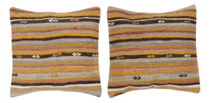20"x20" SET OF 2 - Hand-Woven Kilim Cushion Covers. A pair of Lace Pillow Covers