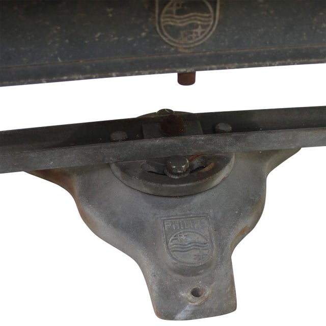 Blue French Airport Spotlight Floor Lamp in Blue Grey Metal and Glass For Sale - Image 8 of 10