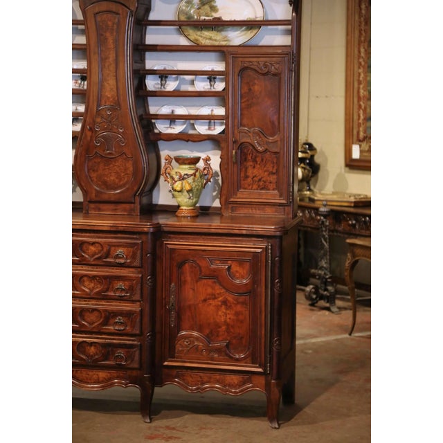 19th Century French Bressan Walnut Burl Buffet À Horloge Vaisselier For Sale - Image 4 of 12