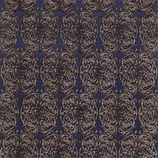 Zoffany Tespi Fabric in Indigo/Taupe For Sale