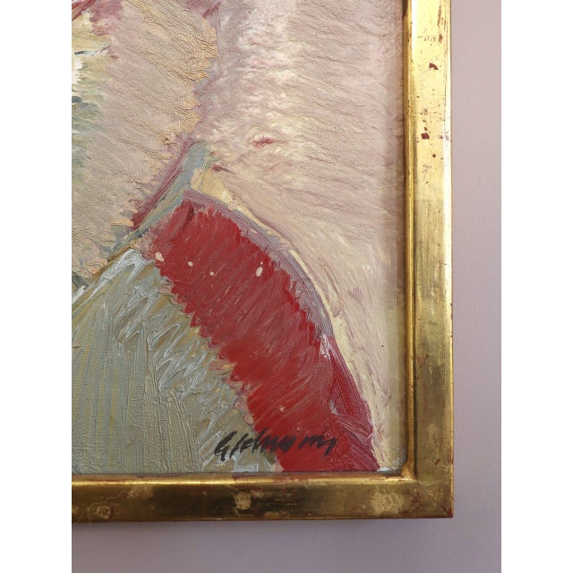 Red Mid-Century Modern 'Portrait in Crimson' Original Abstract Figurative Oil Painting by Swedish Artist Gunnar Johnsson (1917–2007), Framed For Sale - Image 8 of 14