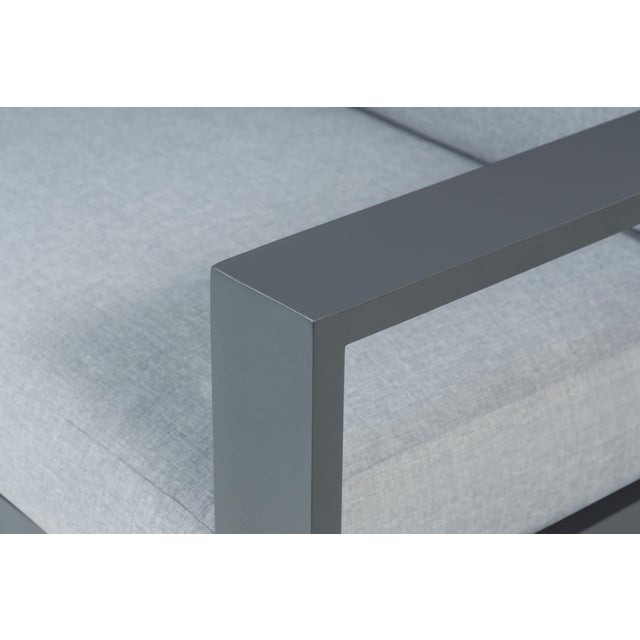 Gray Sardinia Aluminum Frame Outdoor 74" Love Seat / Sofa - Gray Cushions For Sale - Image 8 of 18