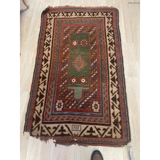 Antique Caucasian Borchalu Kazak Rug Wool Handmade 4.1' X 6.2' - Circa 1860s For Sale In New York - Image 6 of 11