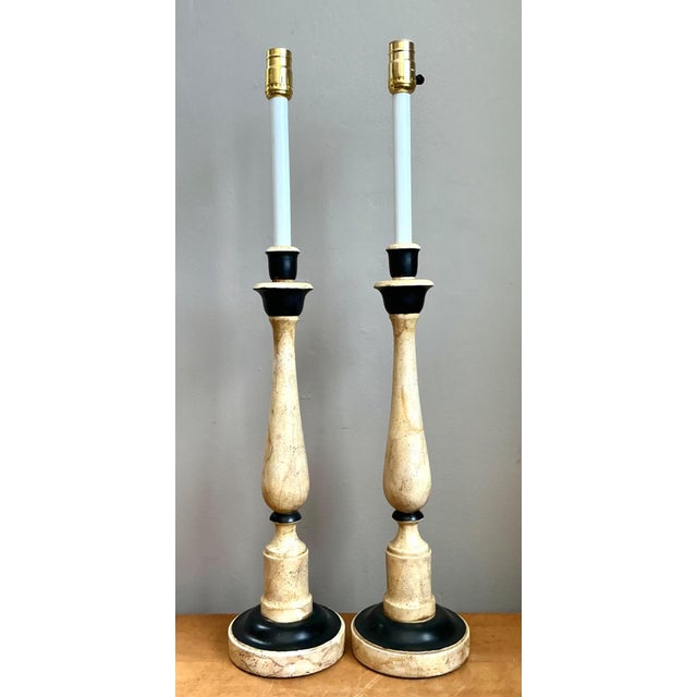 Vintage Sarreid Candlestick Lamps - A Pair For Sale - Image 17 of 18
