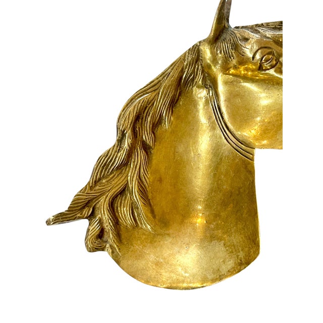 Vintage English Brass Horse Head Form Dish Ashtray For Sale - Image 4 of 10
