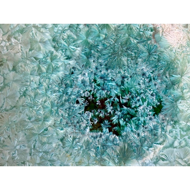 1990s Edgecomb Potters Crystalline Starburst Glaze Beachy Aqua Blue Green Bowl Dish Handmade Pottery For Sale - Image 5 of 9