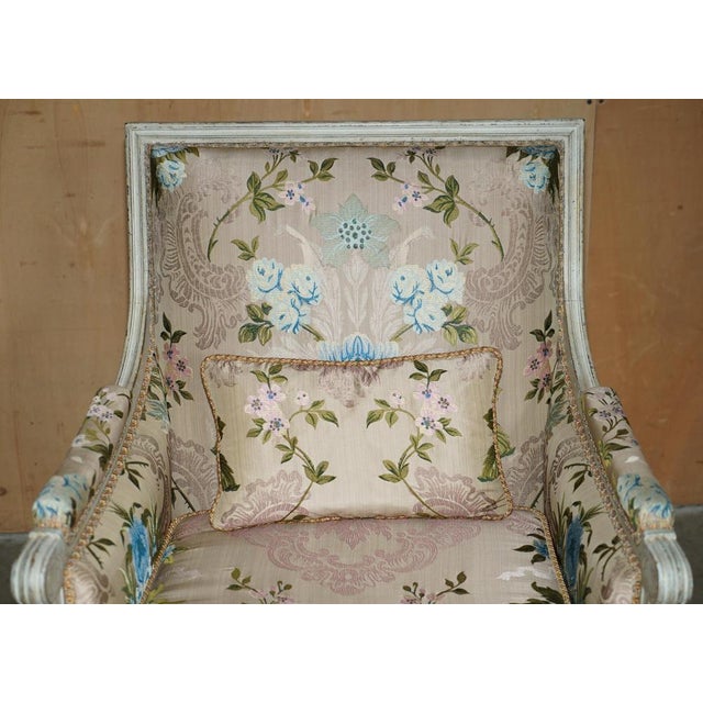 Antique French Charles-Emile Moinat Silk Floral Upholstered Armchairs, Set of 2 For Sale - Image 17 of 18