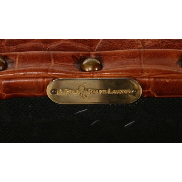 1990s 1990s Ralph Lauren Croc Embossed Leather Ottoman For Sale - Image 5 of 6