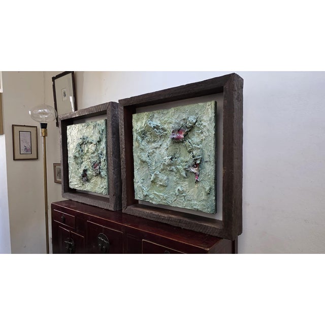 Vin Sculptras, Wounded Faces, 2016, Oil on Canvases, Framed, Set of 2 For Sale - Image 3 of 18