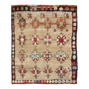 Early 20th Century Angora Turkish Tulu Carpet With Colorful Floral Designs Set on Sand Field