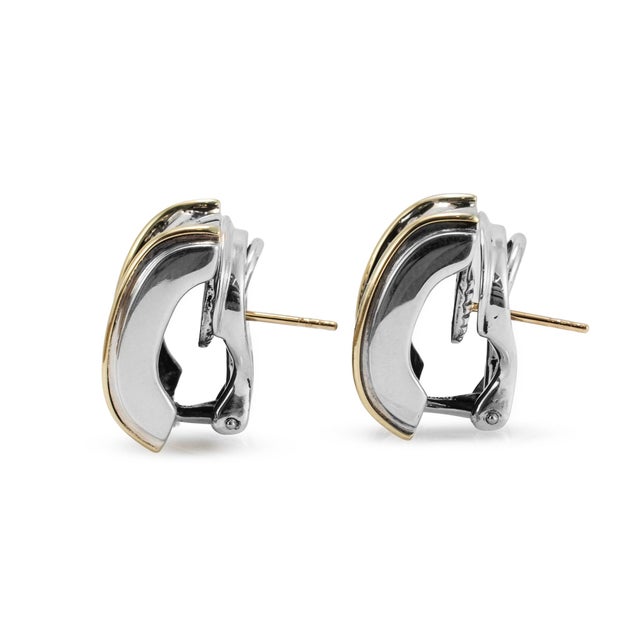 Early 21st Century David Yurman 14k Yellow Gold & 925 Silver Classics Cigar Huggie Clip-on Earrings, A Pair For Sale - Image 5 of 8