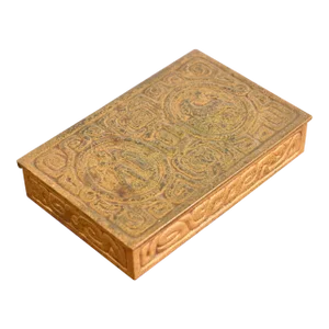 Tiffany Studios New York Art Deco 'Zodiac' Bronze Doré Box