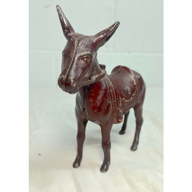 Antique 1920's Ac Williams Hand Painted Cast Iron Donkey Coin Penny Still Bank For Sale - Image 13 of 14
