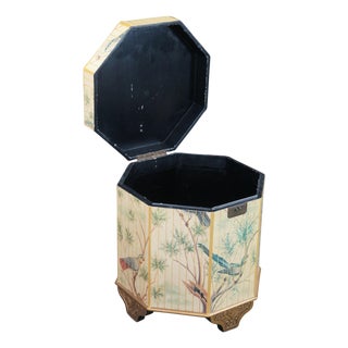 Mid 20th Century Chinoiserie Decorative Octagon Box Bird Cage Design Dry Bar Wine Bottle Storage For Sale