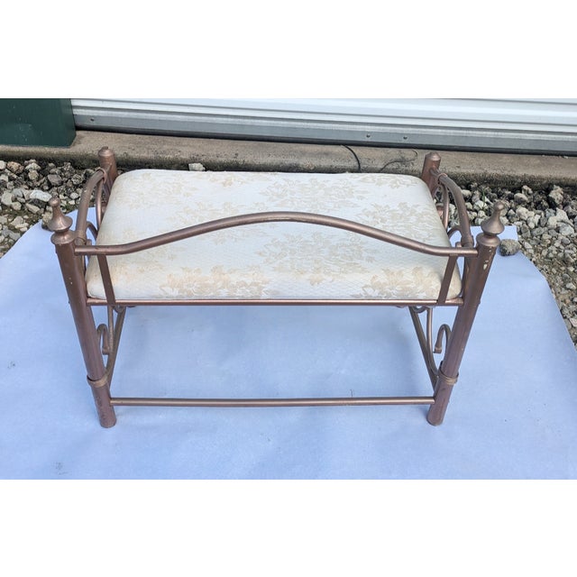 Traditional Mid 20th Century Decorative Bronze Vanity Seat With Cushion. For Sale - Image 3 of 9