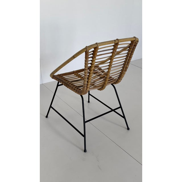 Mid-Century Modern Vintage Wicker Rattan Chair, 1960s For Sale - Image 3 of 10