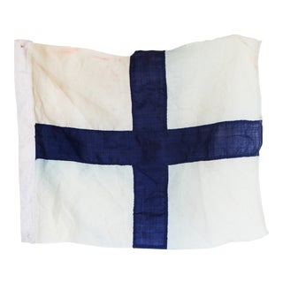 Vintage Blue & White Cross Flag For Sale