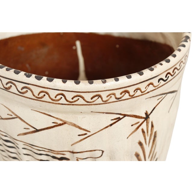 Primitive Hand Painted Terracotta Planter For Sale - Image 4 of 6