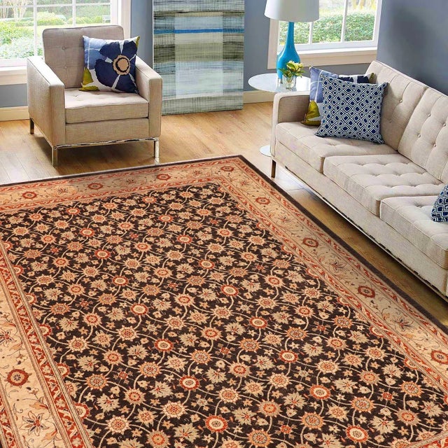 "Enhance the ambiance of your home with this magnificent Persian-influenced Turkish hand-knotted rug made by skilled...