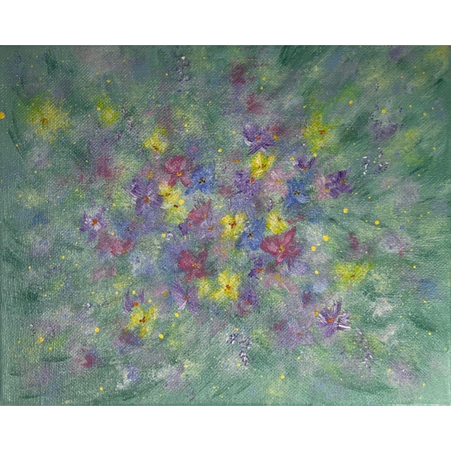 "Flowering 4" Floral Wall Art Acrylic Painting on Stretched Canvas For Sale - Image 6 of 7