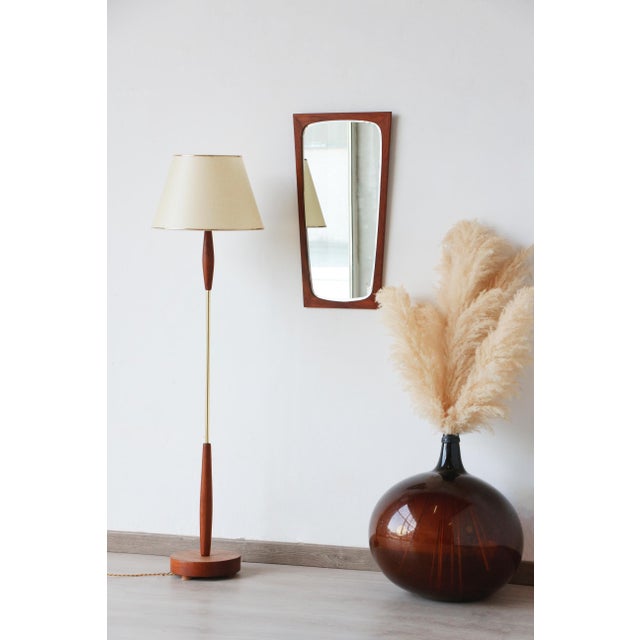 Vintage Solid Teak Floor Lamp - 1960s Design Bring a touch of warmth to your home with this vintage teak floor lamp dating...