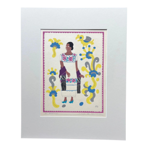 Carlos Mérida Silkscreen Print "Mestiza... Yucatan" in 16 x 20 Mat, 1945